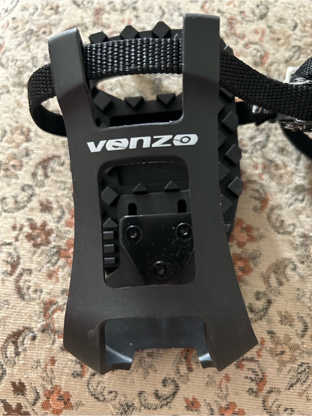 Venzo Black Bicycle Toe Clips with Adjustable Strap